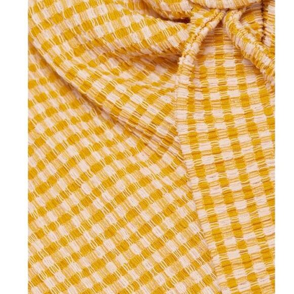 Rhode Ginny Tie Front Cutout Plaid Midi Dress In Sunflower Size 8 Fit And Flare - Picture 12 of 16